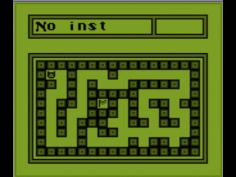 Émulateur Game Boy : le personnage suit un parcours simple programmé dans la liste d'instructions