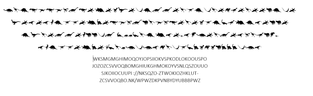 Word : les dinosaures retranscrits avec la police Ding-o-saurs donnent un texte encore chiffré ressemblant à une URL