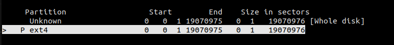 PhotoRec : choix de la partition ext4 à analyser