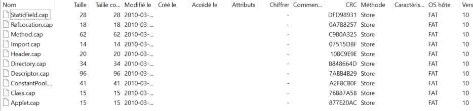 Explorateur d'archive : les composants du CAP stockés en méthode Store, donc non compressés